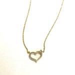 Half Gold Half CZ Open Heart Necklace