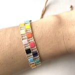 Acrylic Multicolor Square Pull Tie Bracelet