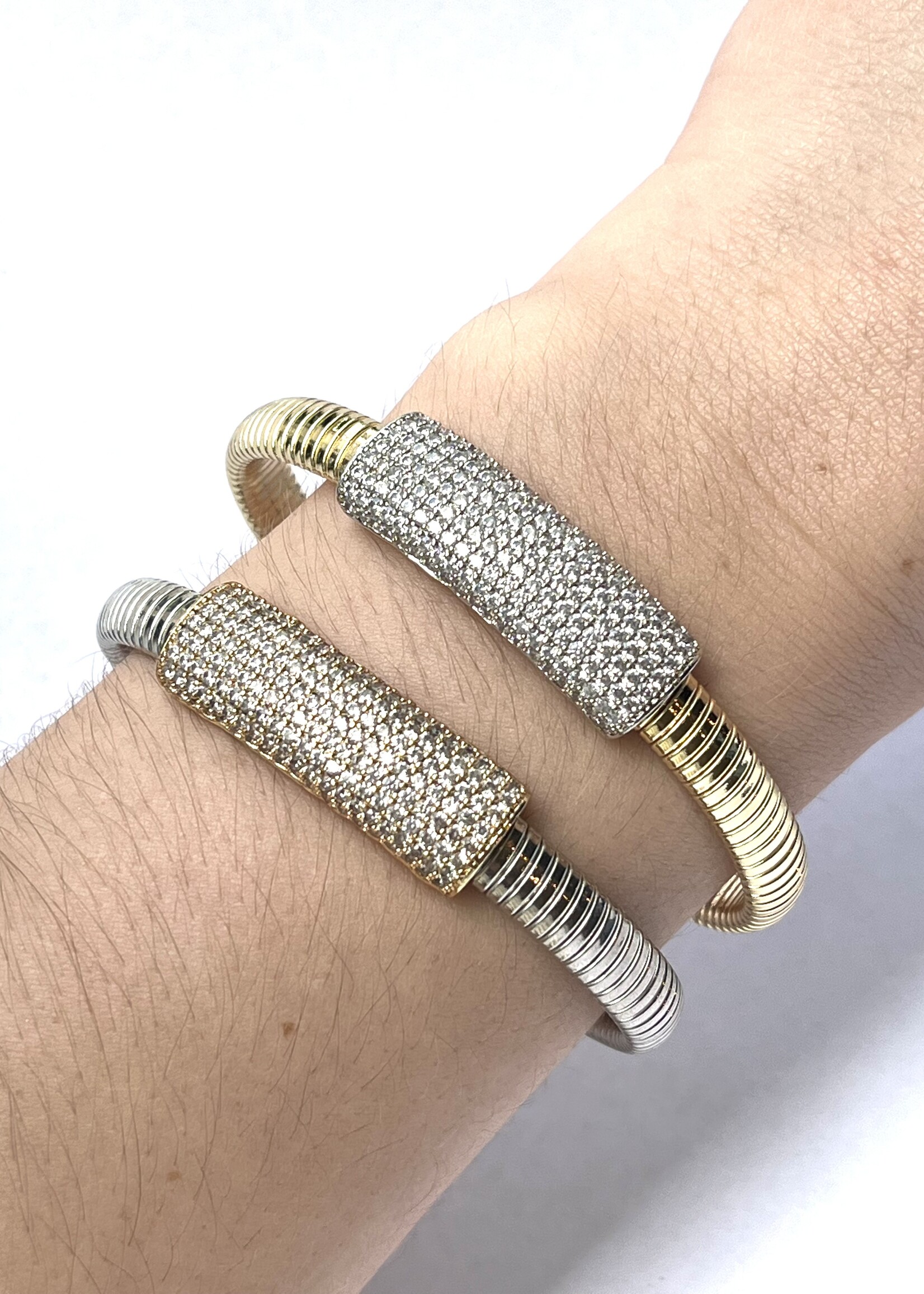 Flex Cuff W/ Pave Rectangle