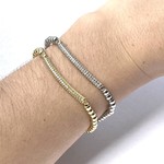 Beaded Stretch Bracelet w/ Curved CZ Bar