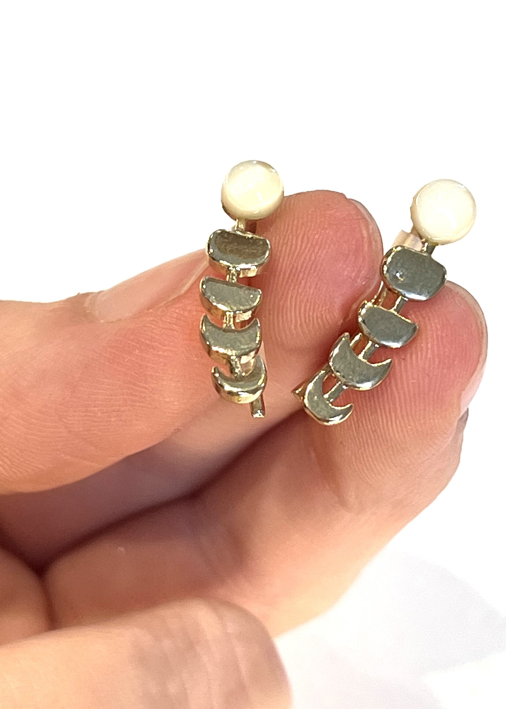 Moonstone Crescent Moon Ear Climbers