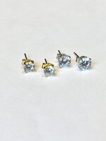 Raised setting solitaire stud earrings