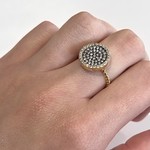 Gold dainty band  statement ring w/ pave circle