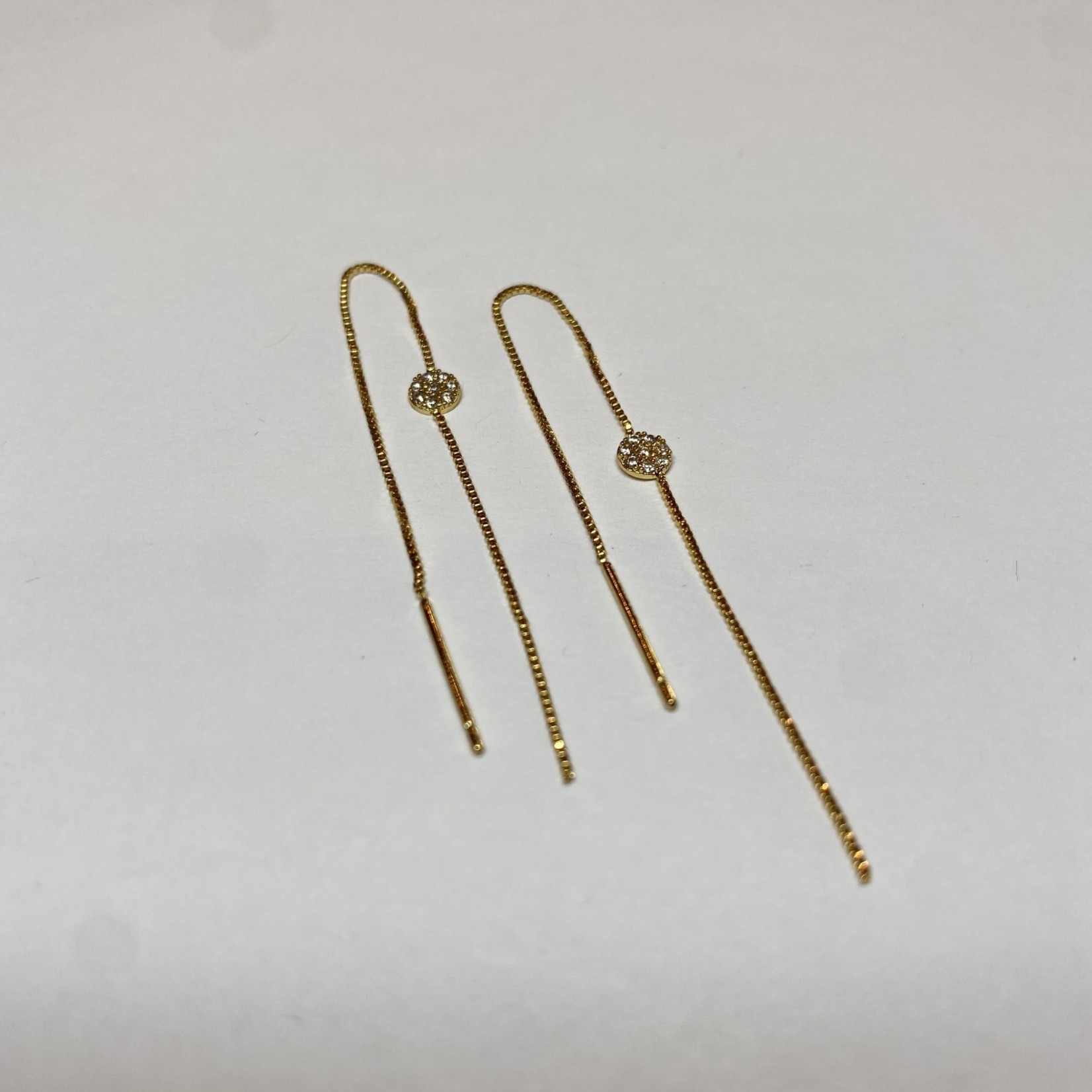 Gold ear threader w/ single CZ accent