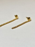 14k Gold Dipped Texture Drop Chain Earrings