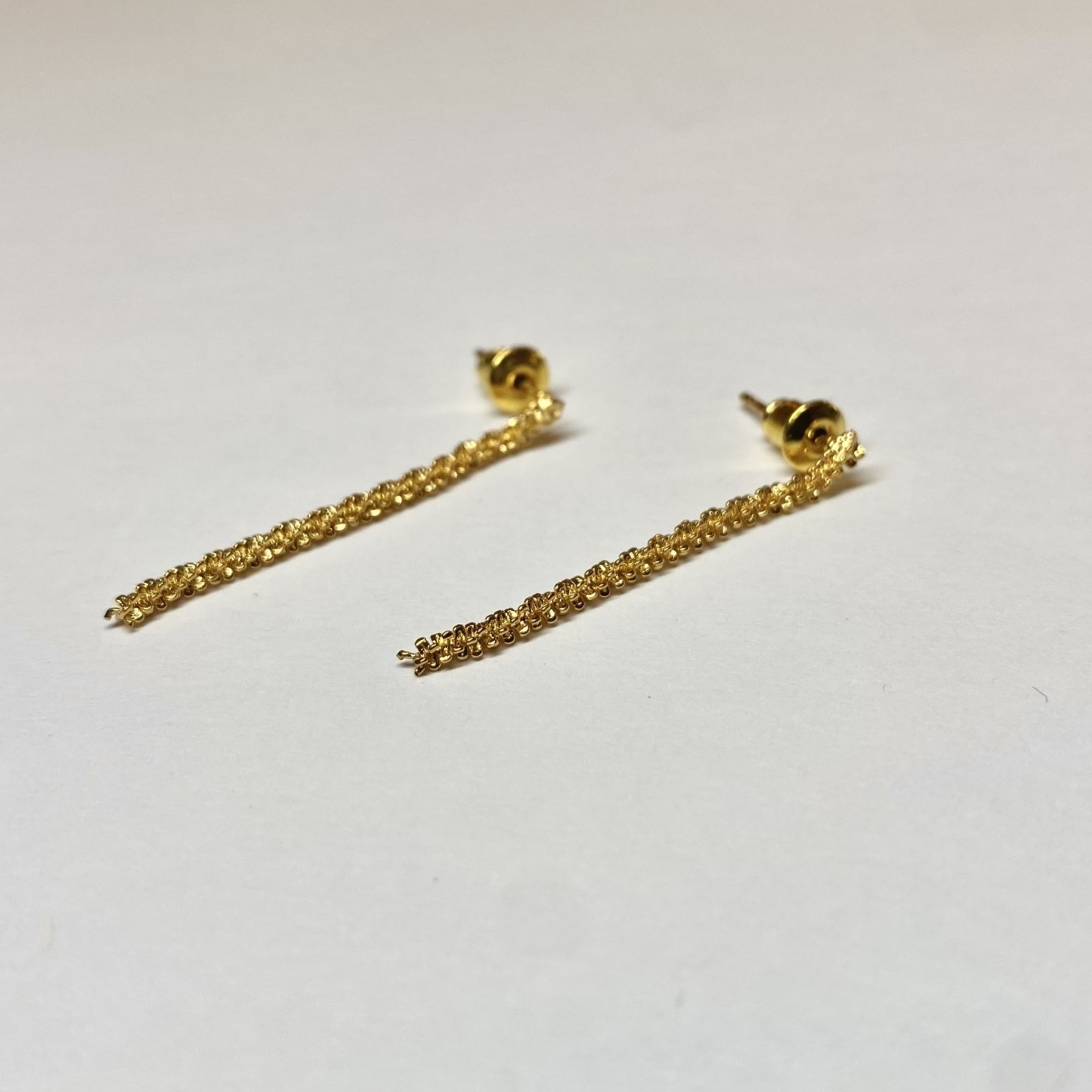 14k Gold Dipped Texture Drop Chain Earrings