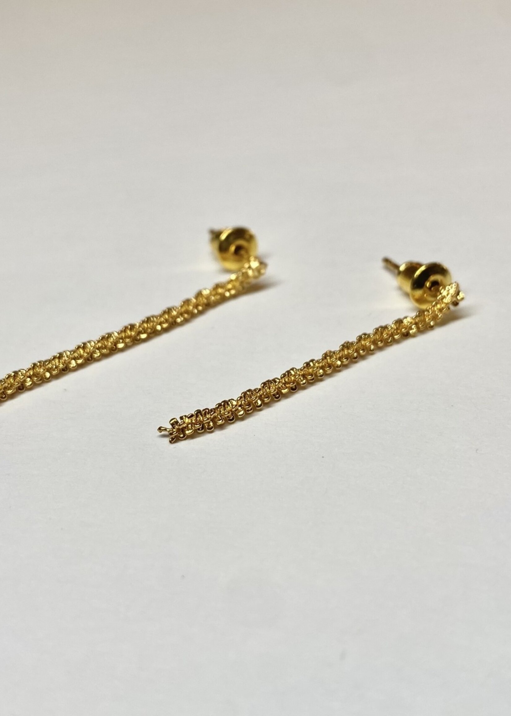 14k Gold Dipped Texture Drop Chain Earrings