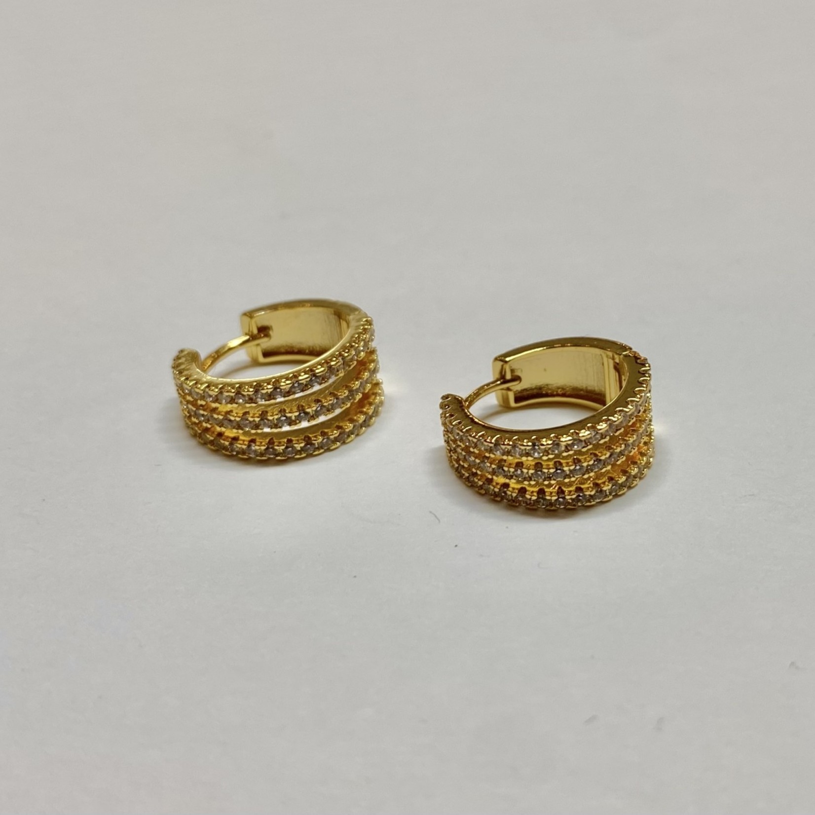 Gold Dipped 3 Layer Hoops w/ Tiny CZs