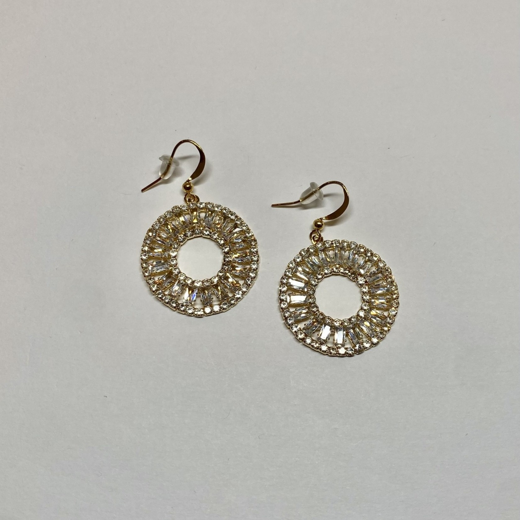 Small Open Circle Drop Earrings w/ CZ Pave