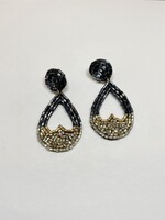 Black Beaded Teardrop Earrings