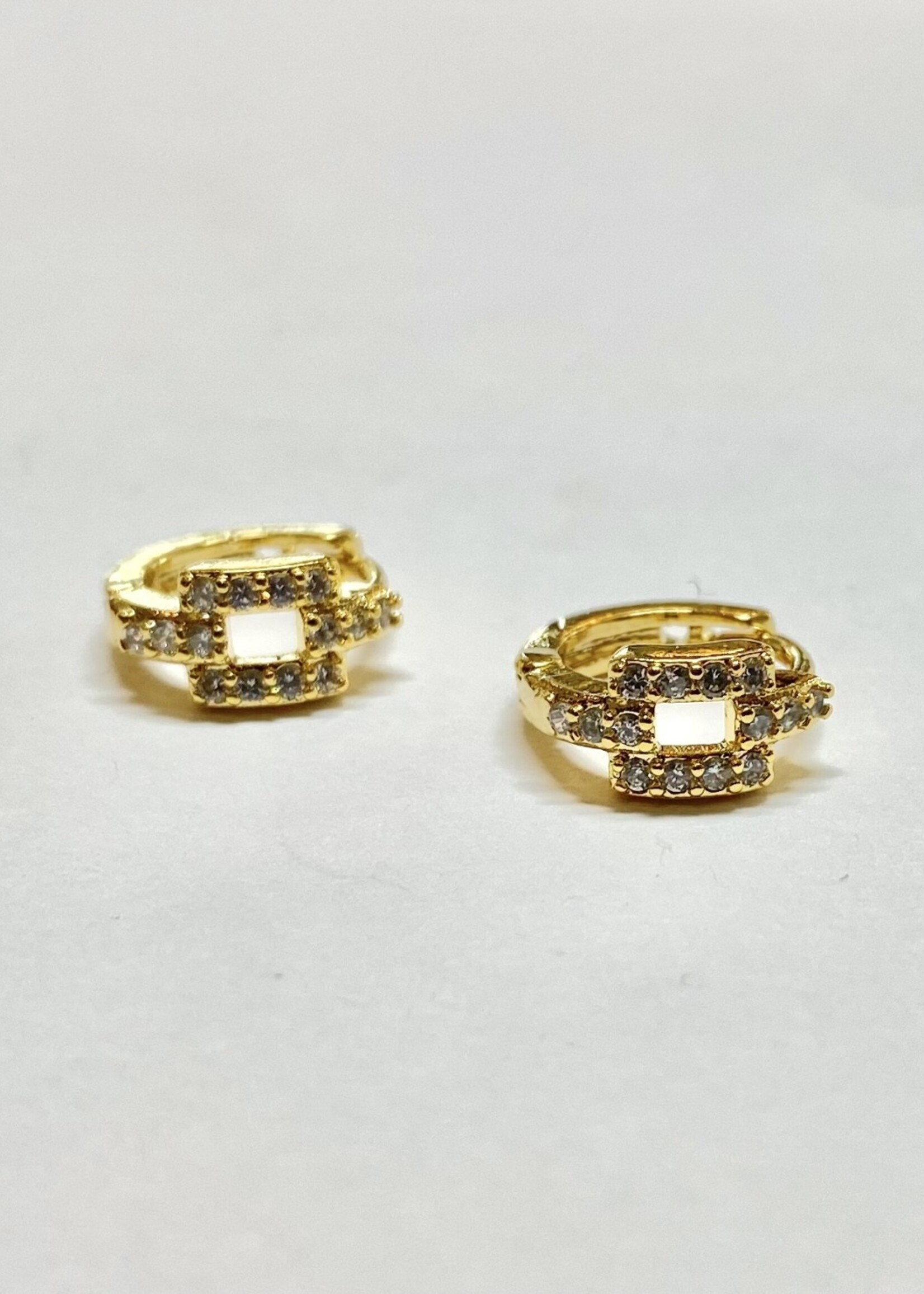 Pave Huggie w/ Small Rectangle