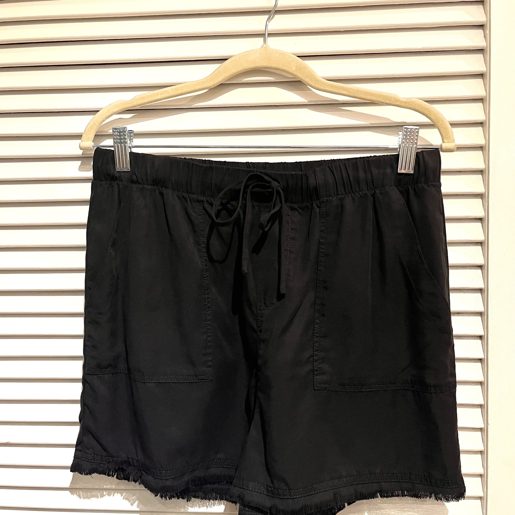 Drawstring Shorts with Frayed Bottom