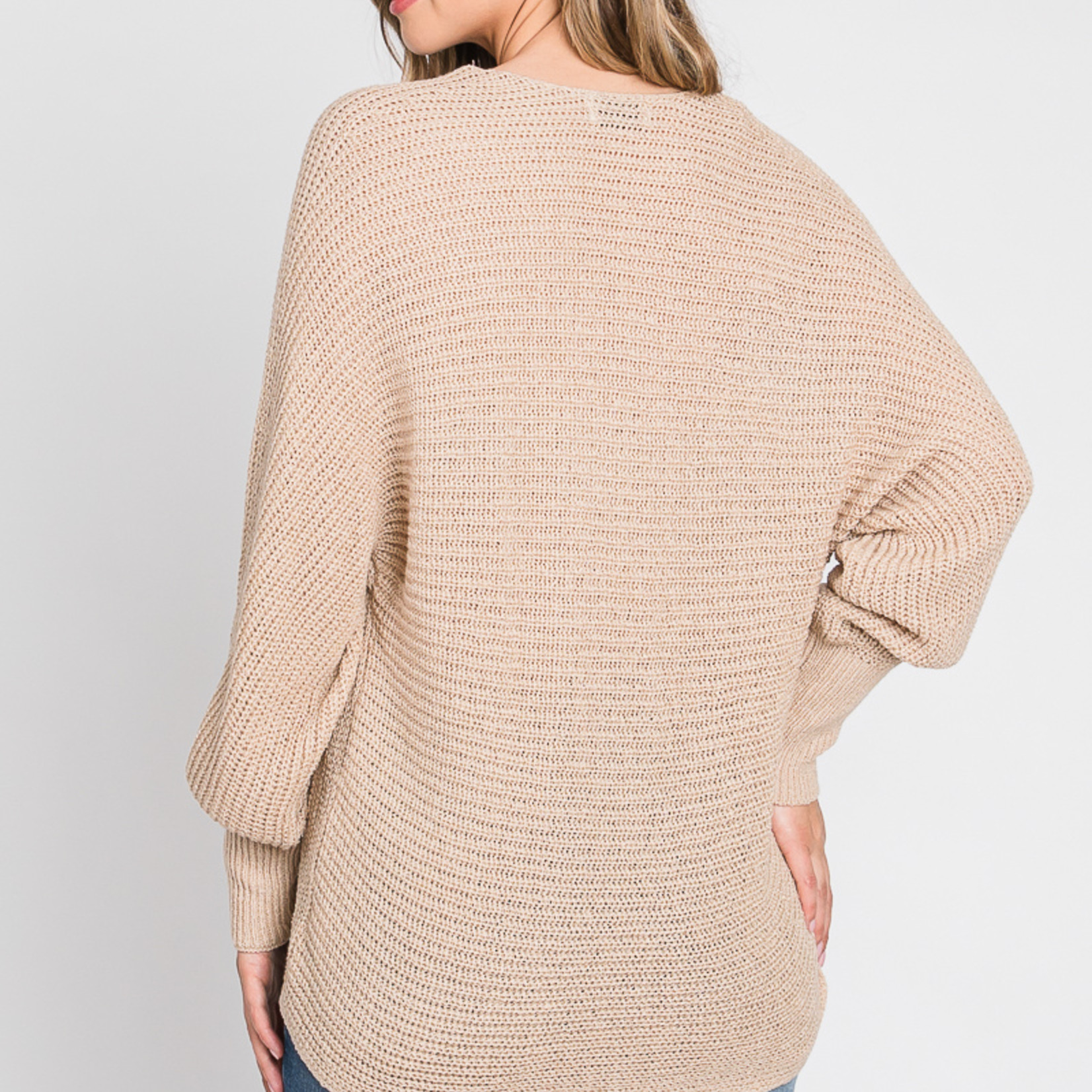 Slouchy Silhouette V-Neck Knit Sweater