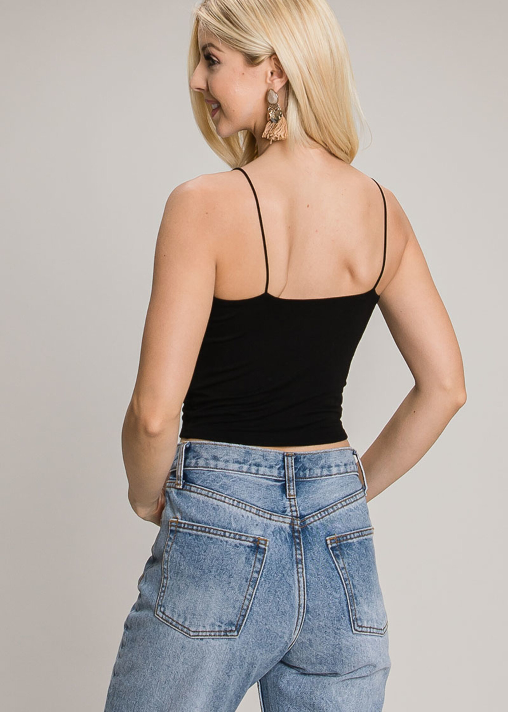 Crossover V-Neck Cropped Spaghetti Tank