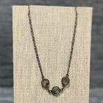 22k gold vermeil necklace w/ oxidized sterling silver and Labradorite stations