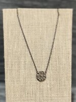 Oxidized sterling silver necklace w/ 14k gold vermeil and white topaz