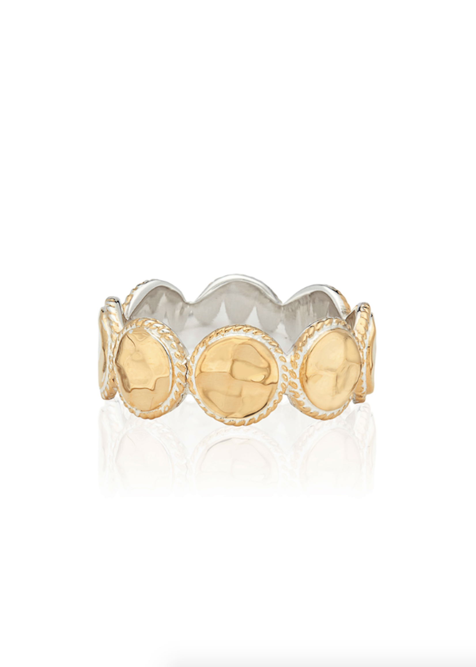 Hammered Multi Disc Ring 18K GP
