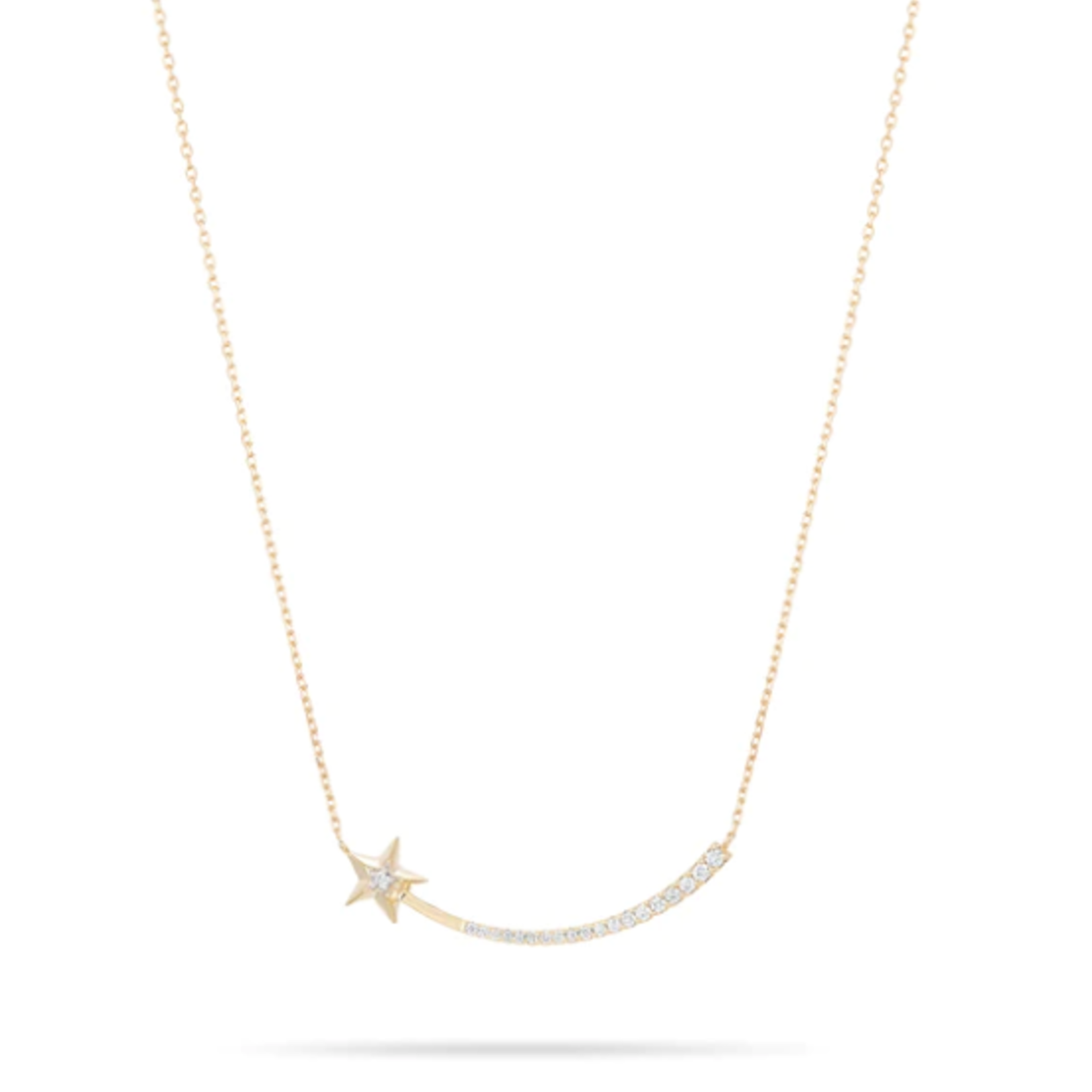 Shooting Star Large Pave Curve Necklace- Y14