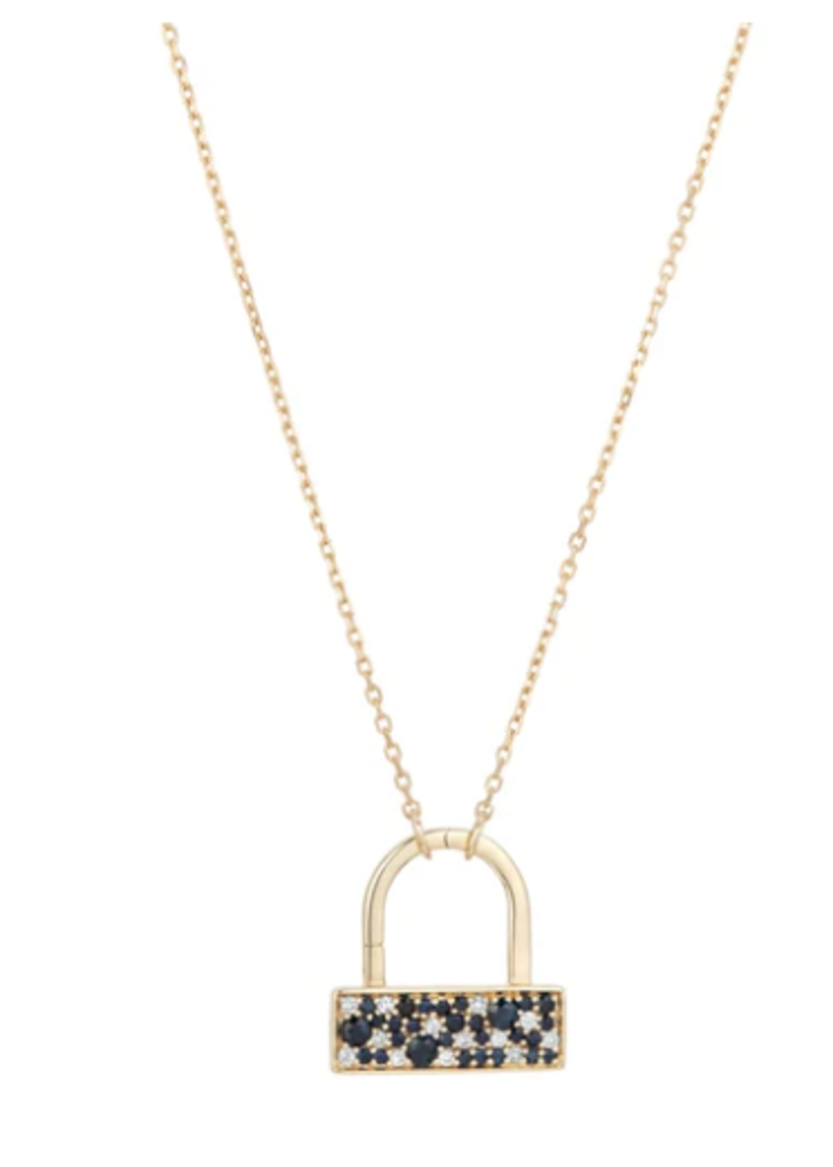 Night Sky Sapphire + Diamond Lock Necklace - Y14