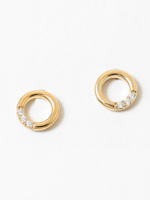 Tiny Gold Dipped Open Circle Studs w/ 3 CZs