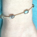 14k yellow gold diamond bracelet w/ labradorite stations