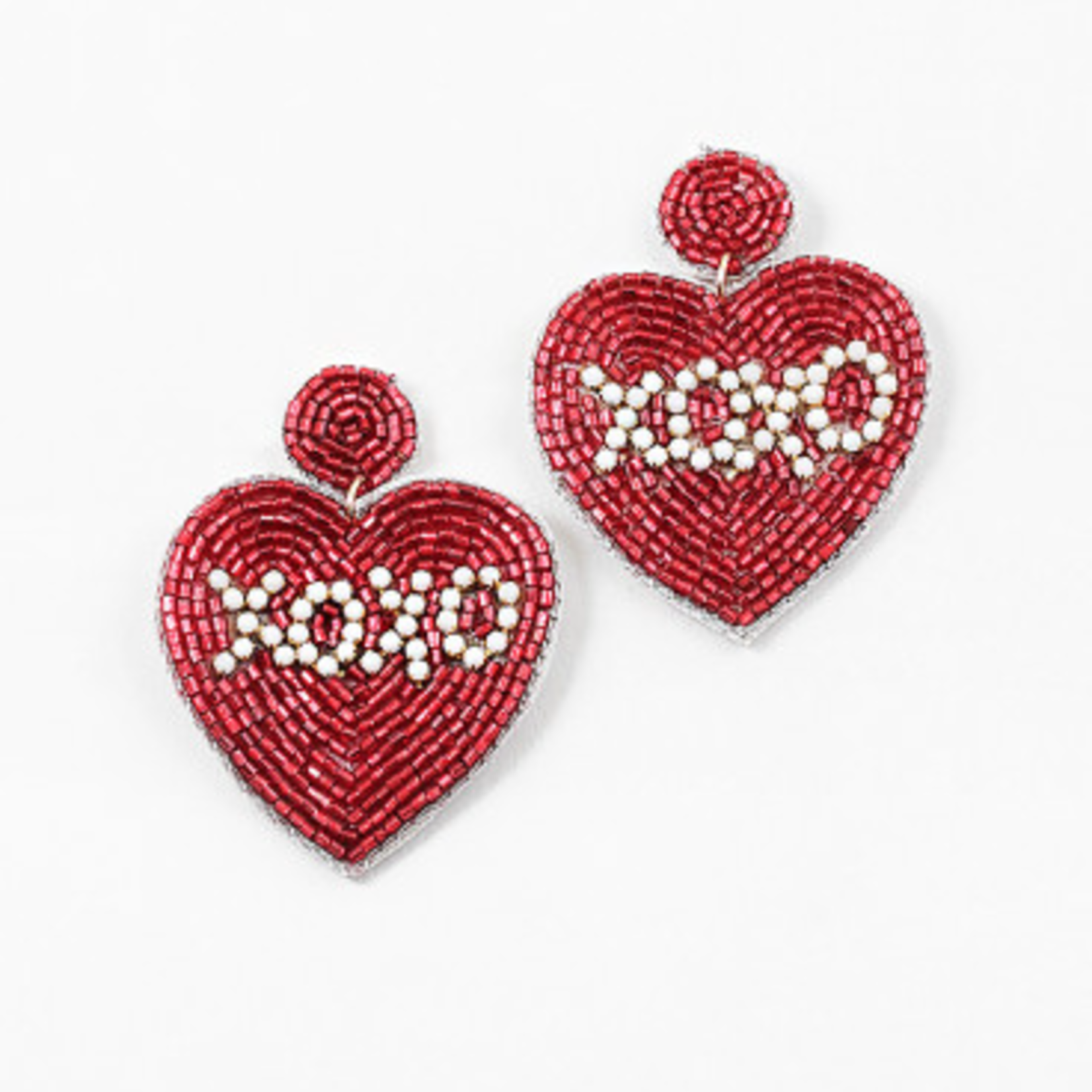 Beaded XOXO Heart Earrings