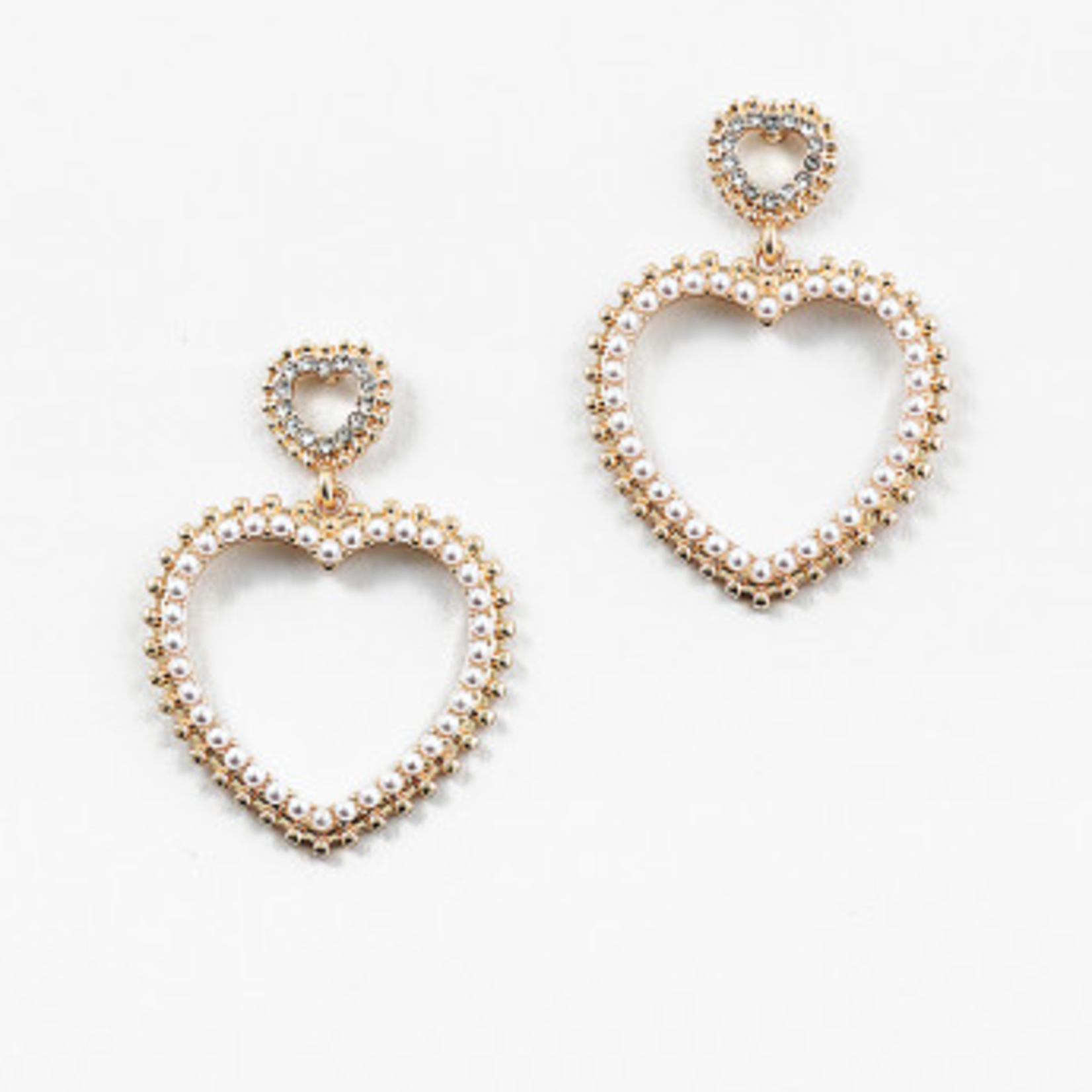 Gold and Pearl Heart Statement Earrings