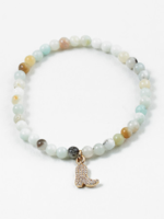Natural Beaded Bracelet w/ CZ Cowboy Boot Charm