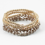 Set of 5 Bracelets - Mocha Beads and Gold Balls