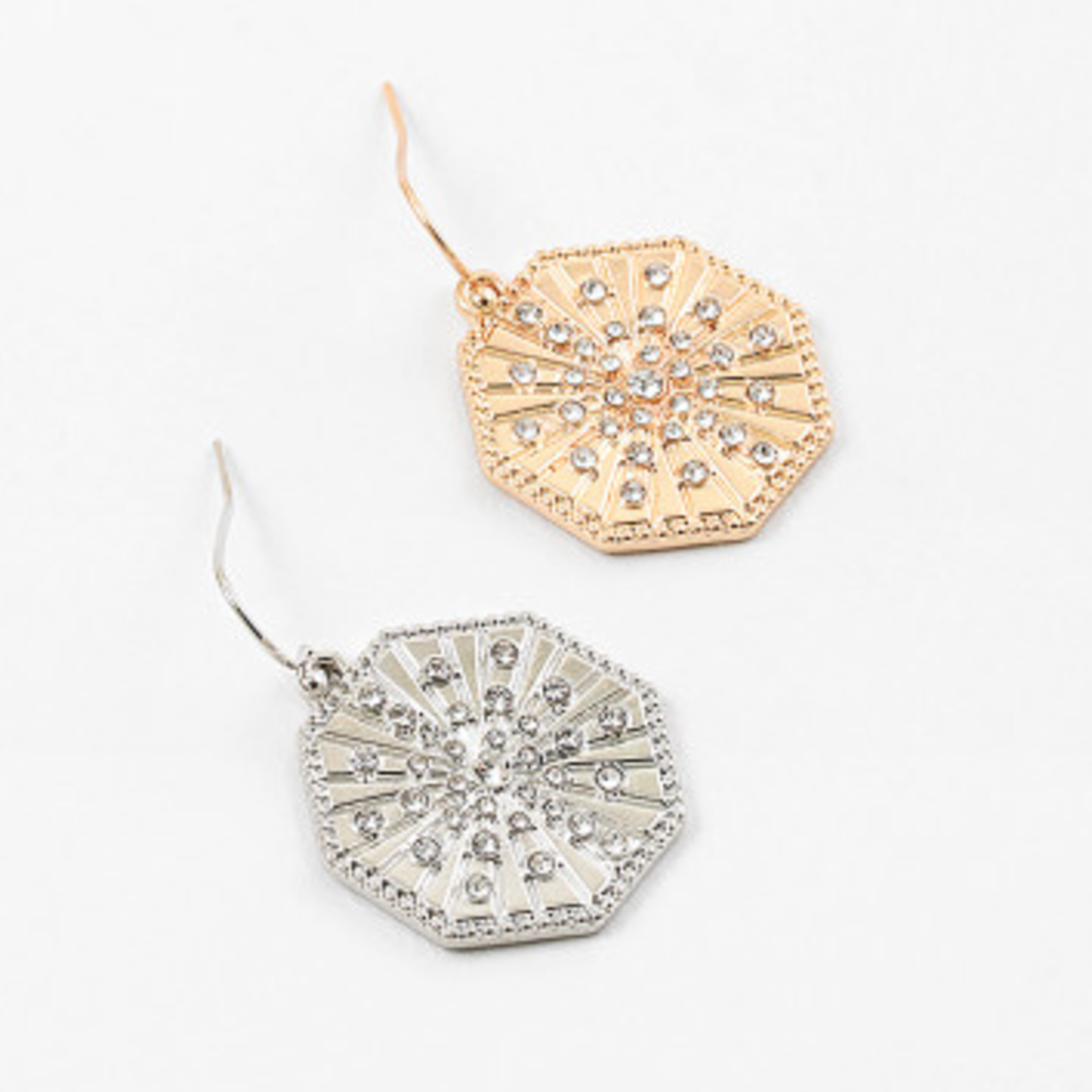 Scattered CZ Octagon Charm Earrings