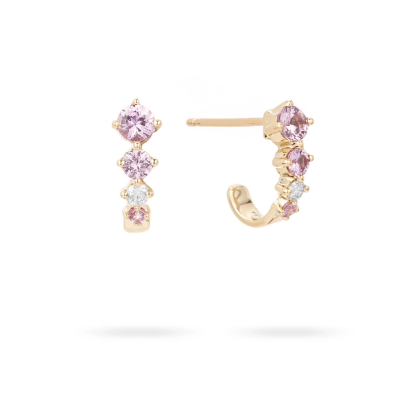 Pink Sapphire Diamond J Hoops