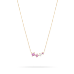Graduated Pink Sapphire + Diamond Curve Necklace