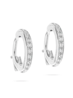 Pave Huggie Hoops - White Gold 14k