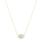 Turquoise and Diamond Evil Eye Necklace- Y14