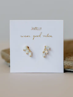 Offset Trio Studs White Opal