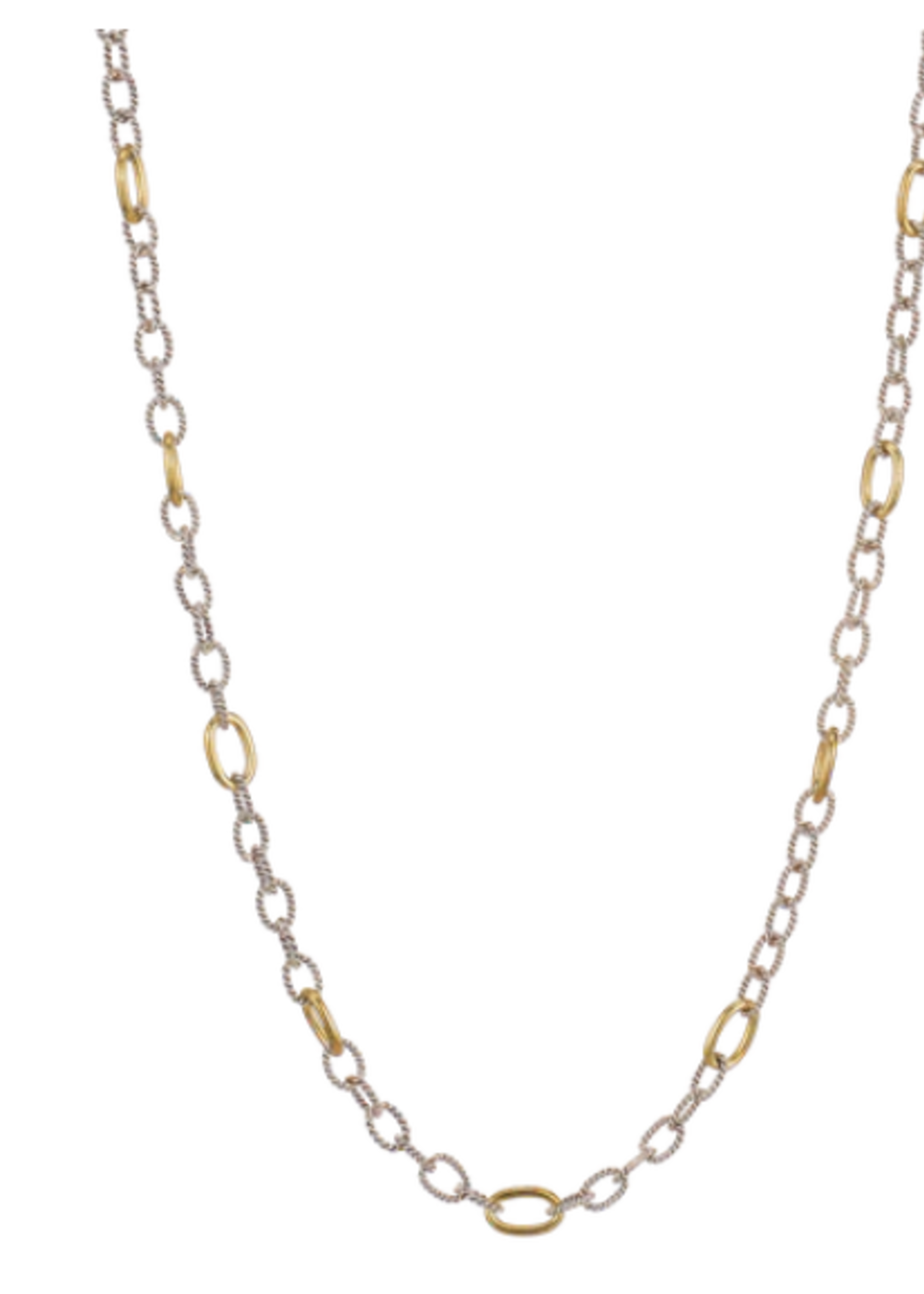 Twisted Link with Brass Ring Chain SS & Brass 18" Necklace