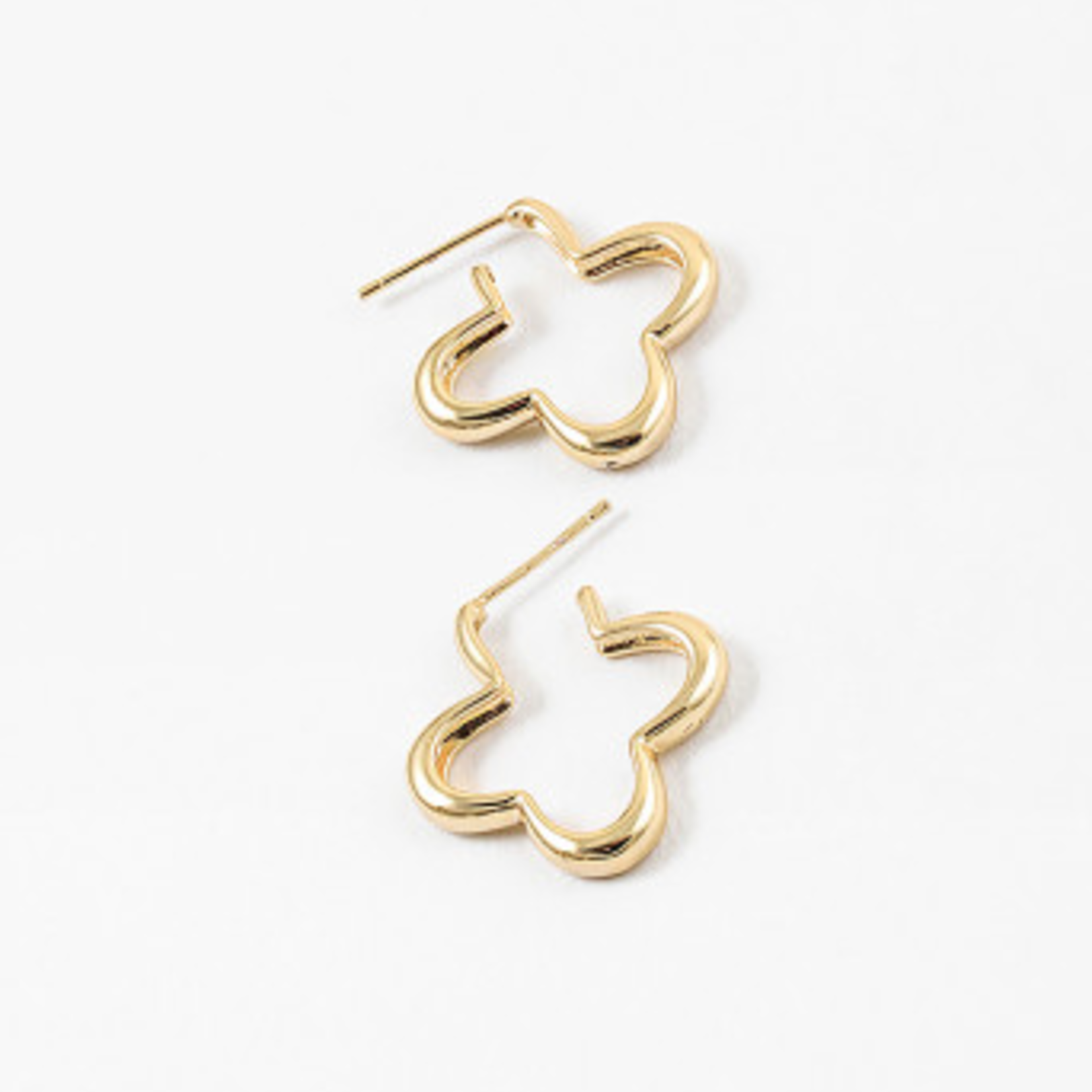 Simple Gold Clover Earrings