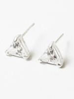 Silver 4mm Triangle CZ Studs