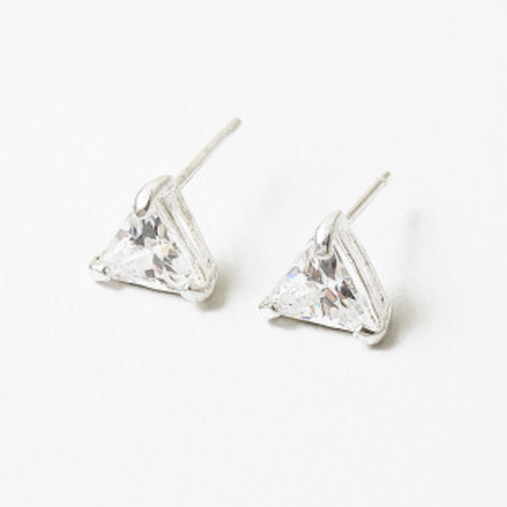 Silver 4mm Triangle CZ Studs