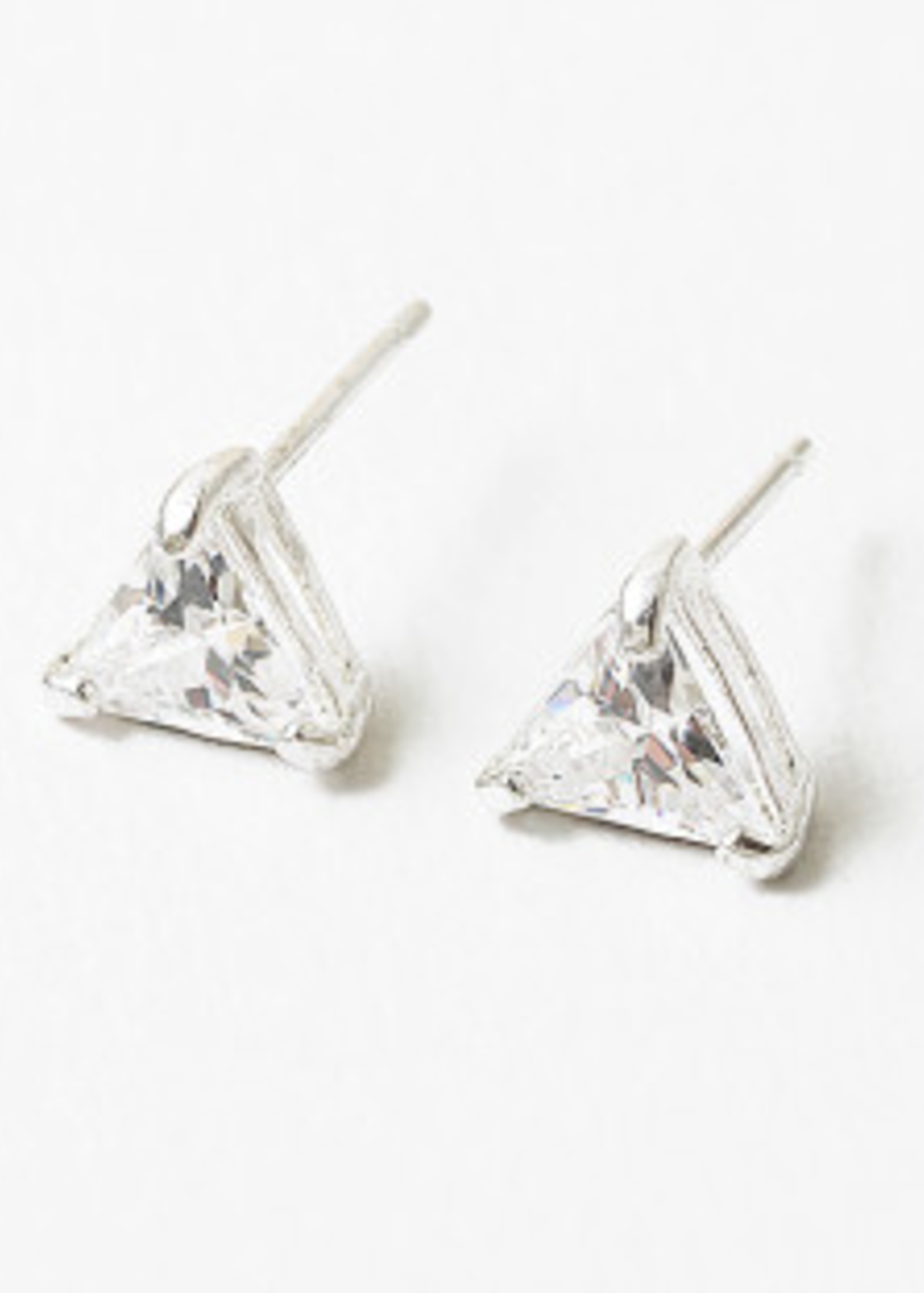 Silver 4mm Triangle CZ Studs