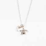 Silver Moon and CZ Star Charm Necklace