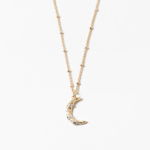 CZ Moon Necklace w/ Gold Beaded Chain