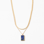 Gold Layered Necklace w/ Lapis Charm