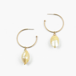 Thin Gold Hoops w/ Ivory Shell Charm