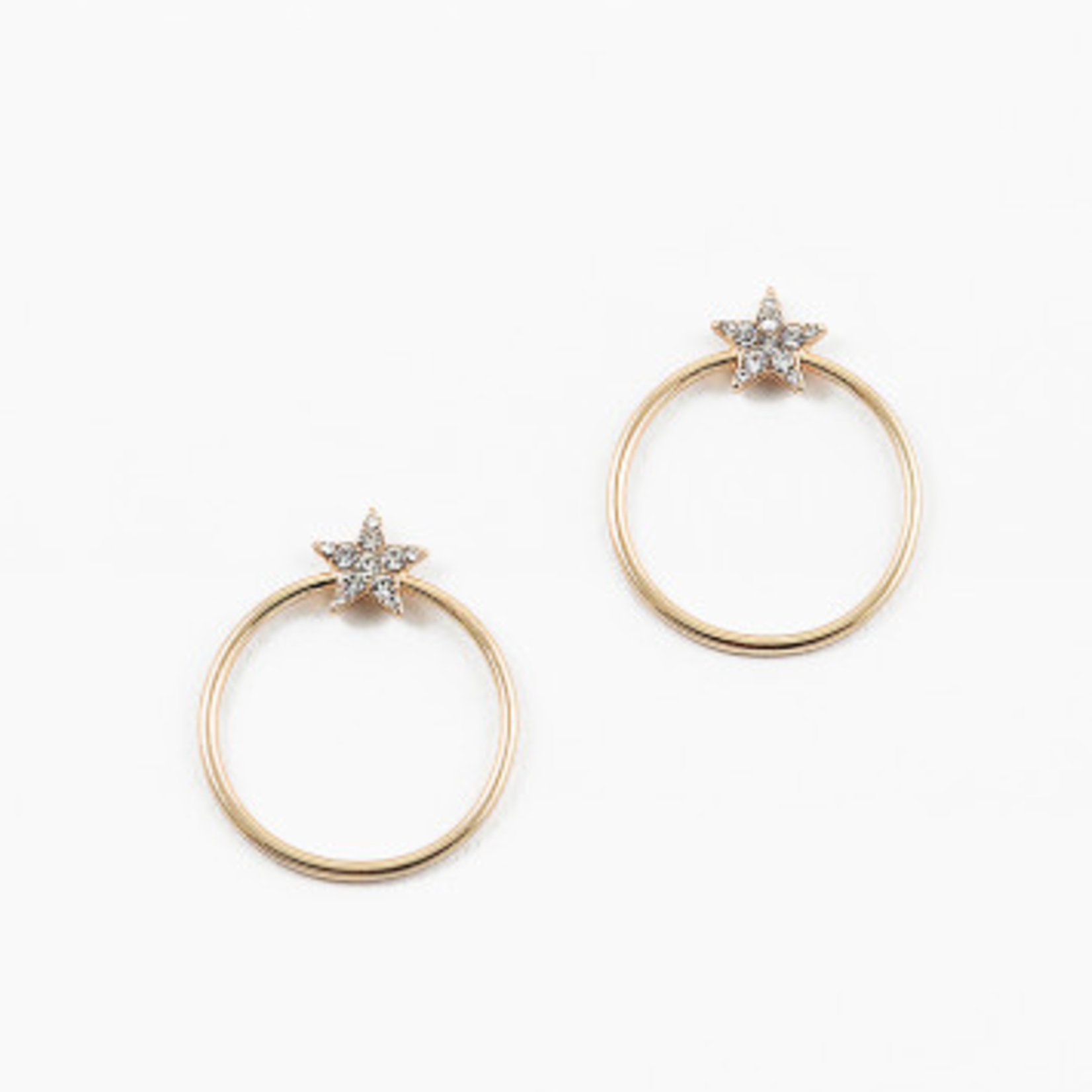 Dainty Open Circle Studs w/ Tiny CZ Star