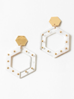Lucite/Acrylic Studded Hexagon Earrings