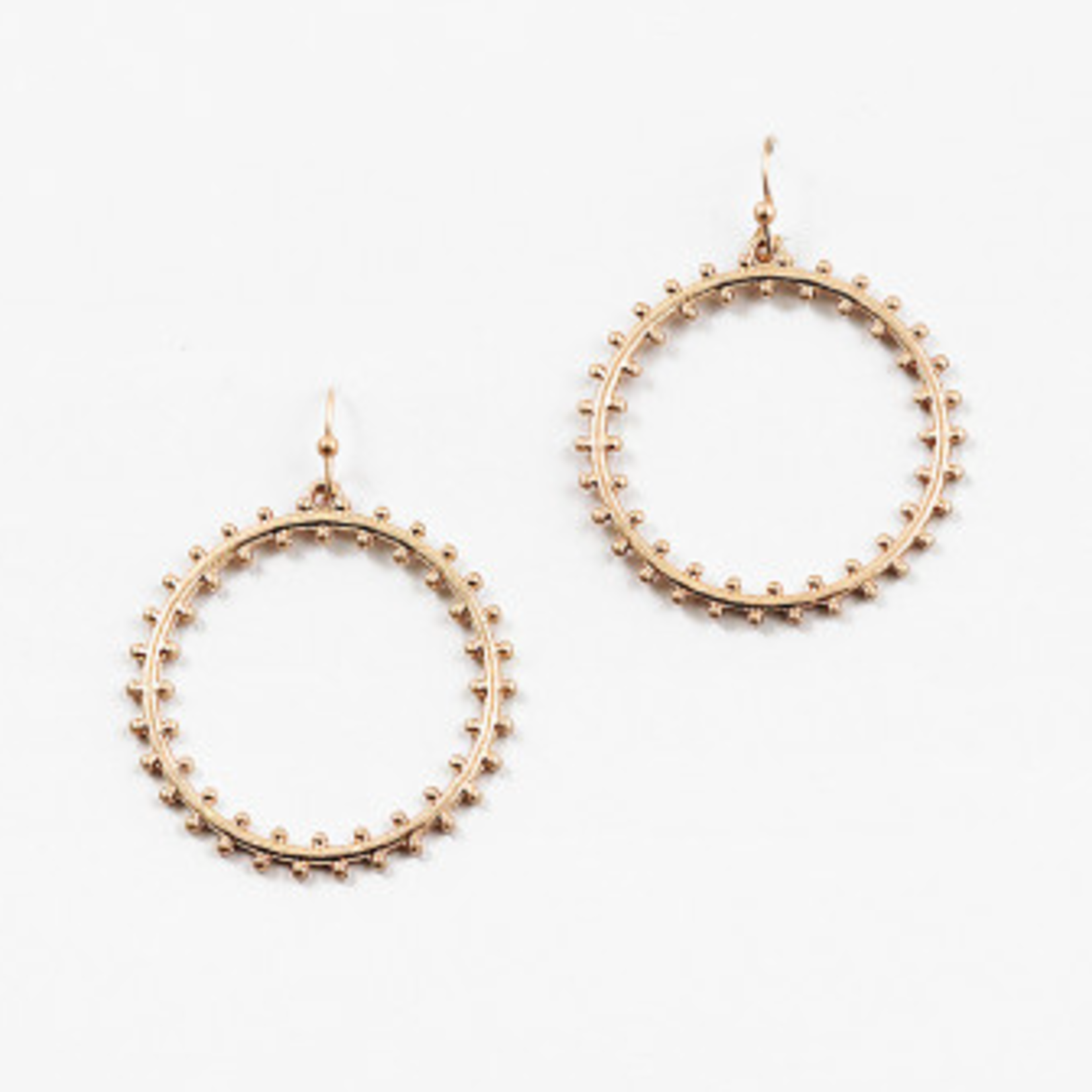 Gold Drop Hoops w/ Dot Detail