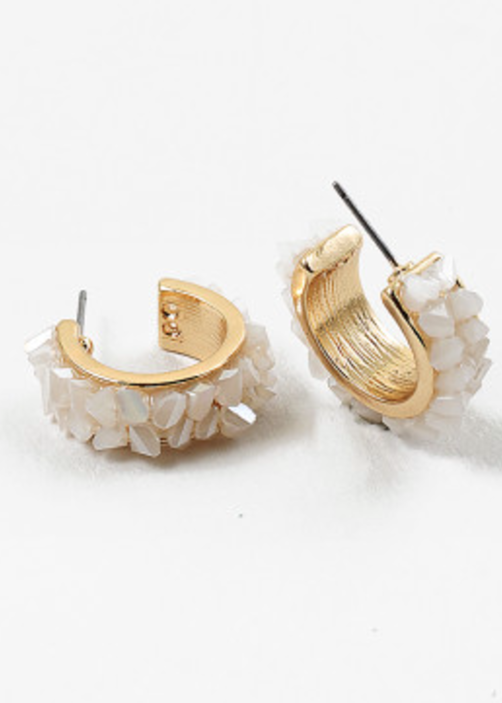 Chunky Gold Huggies w/ Crushed Stone Overlay