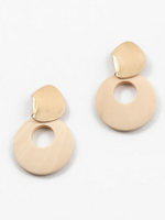 Mod Gold and Light Wood Earrings