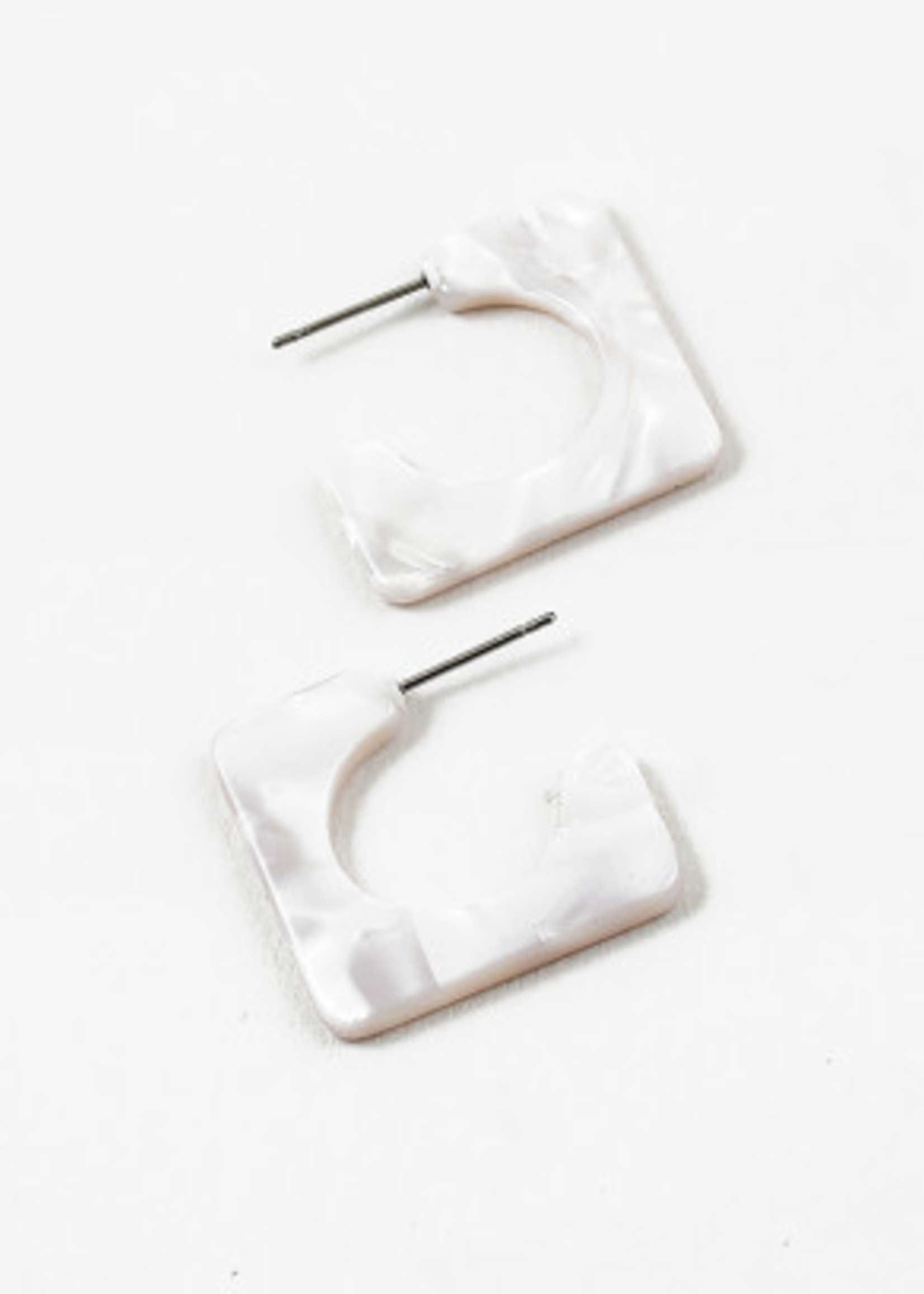 Geometric White Acrylic Open Hoops